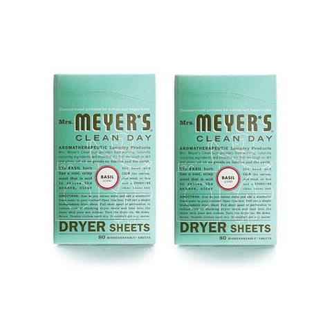 Mrs. Meyer's Dryer Sheets - Basil - Case Of 12 - 80 Sheets