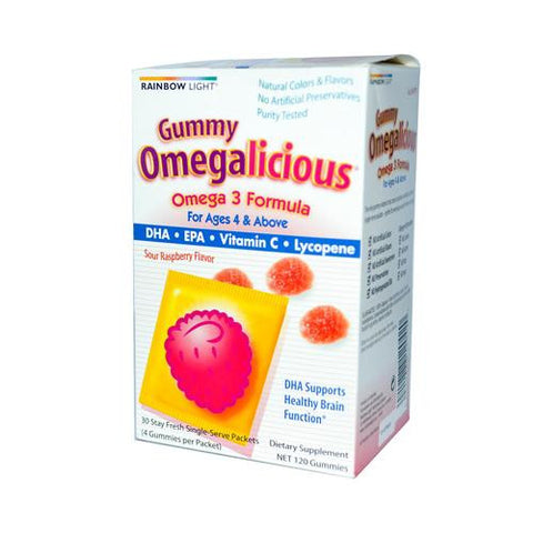 Rainbow Light Gummy Omegalicious Omega 3 Formula Sour Raspberry - 30 Packets