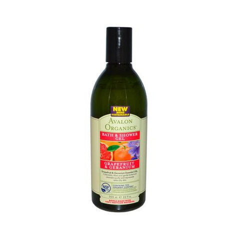 Avalon Organics Bath And Shower Gel Refreshing Grapefruit And Geranium - 12 Fl Oz