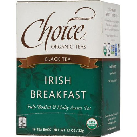 Choice Organic Teas Irish Breakfast Tea - 16 Tea Bags - Case Of 6