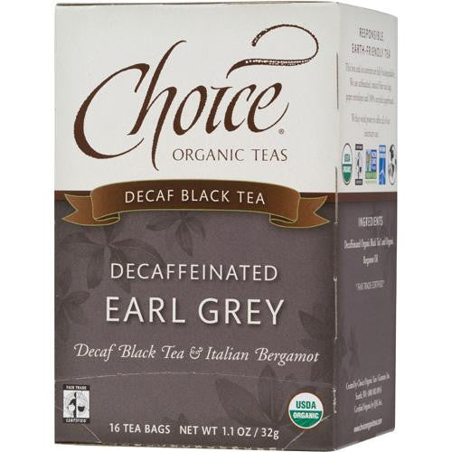 Choice Organic Teas Decaffeinated Earl Grey Tea - 16 Tea Bags - Case Of 6