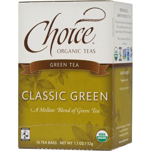 Choice Organic Teas Classic Blend Green Tea - 16 Tea Bags - Case Of 6