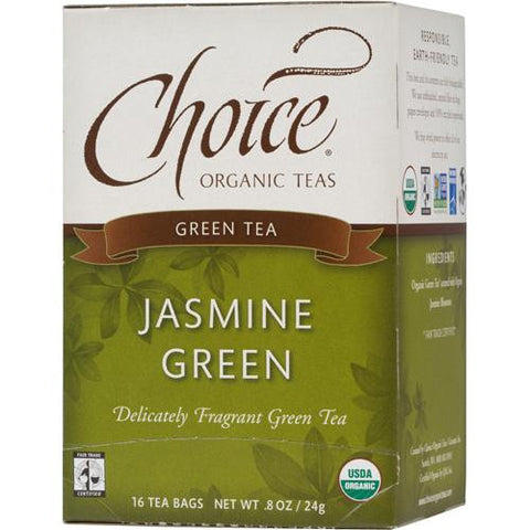 Choice Organic Teas Jasmine Green Tea - 16 Tea Bags - Case Of 6