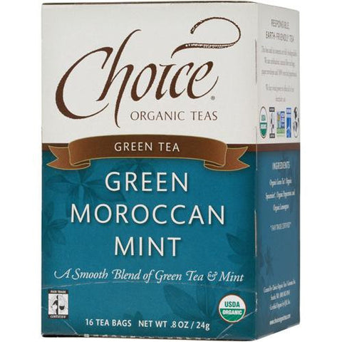 Choice Organic Teas Green Moroccan Mint Tea - 16 Tea Bags - Case Of 6