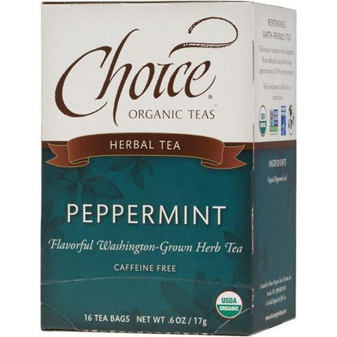 Choice Organic Teas Peppermint Herb Tea - 16 Tea Bags - Case Of 6