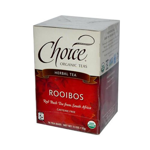 Choice Organic Teas Rooibos Red Bush Tea - 16 Tea Bags - Case Of 6