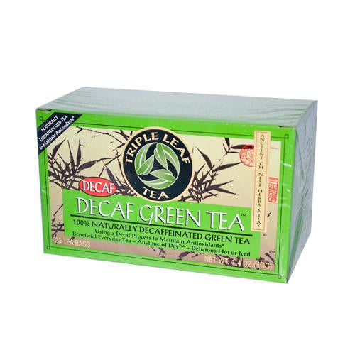 Triple Leaf Tea Decaffeinated Green Tea - 20 Tea Bags - Case Of 6