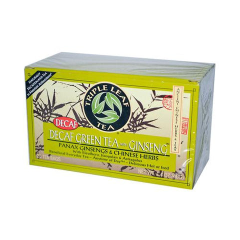 Triple Leaf Tea Green Tea With Ginseng - Decaffeinated - Case Of 6 - 20 Bags