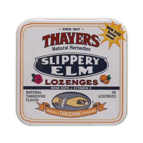 Thayers Slippery Elm Lozenges Tangerine - 42 Lozenges - Case Of 10