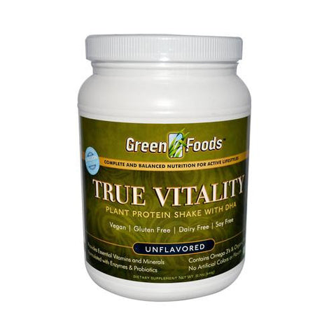 Green Foods True Vitality Plant Protein Shake With Dha Unflavored - 22.7 Oz