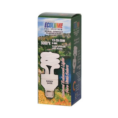 Ecolume Spiral Compact Fluorescent 3 Way Bulb.