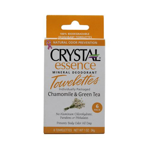 Crystal Essence Mineral Deodorant Towelettes Chamomile And Green Tea - 6 Towelettes