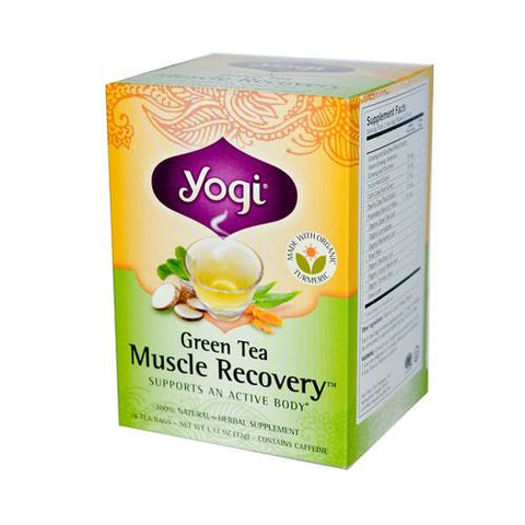 Yogi Muscle Recovery Herbal Tea Green Tea - 16 Tea Bags - Case Of 6