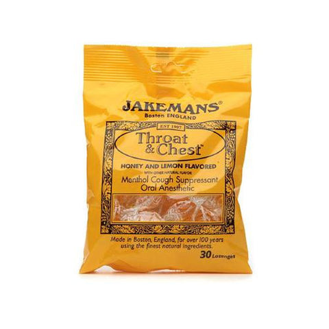 Jakemans Throat And Chest Lozenges - Honey And Lemon - Case Of 12 - 30 Pack