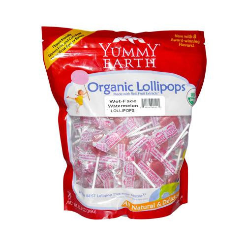 Yummy Earth Organic Lollipops Wet-face Watermelon - 12.3 Oz