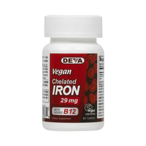 Deva Vegan Vitamins Chelated Iron - 29 Mg - 90 Tablets