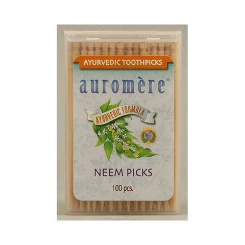 Auromere Ayurvedic Neem Picks - 100 Toothpicks - Case Of 12