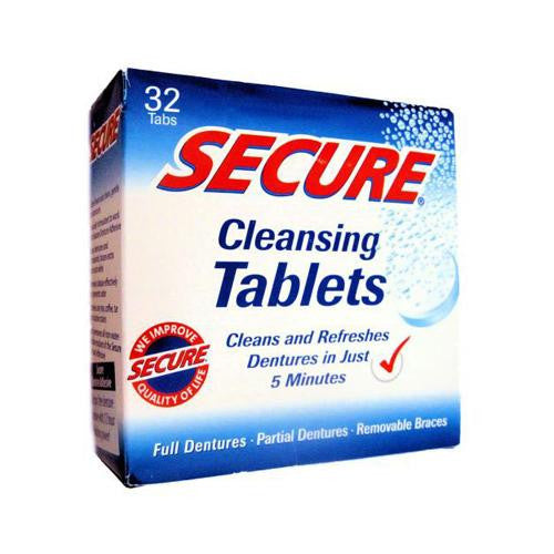 Secure Denture Adhesive Denture Cleanser - 32 Tablets