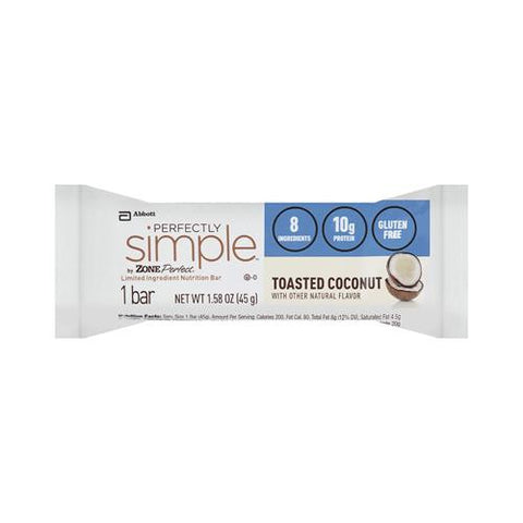 Zone Perfectly Simple Bar - Coconut - Case Of 12 - 1.58 Oz