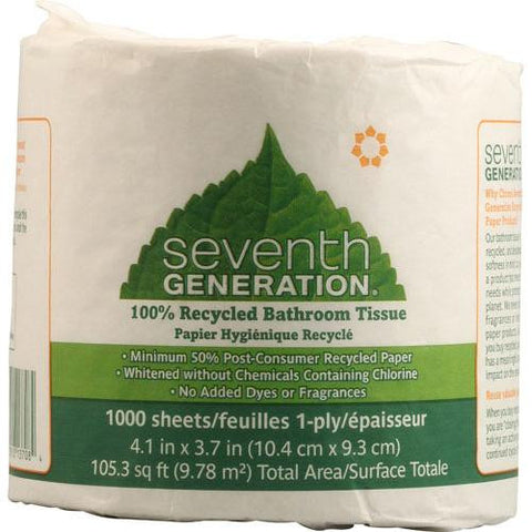 Seventh Generation Bathroom Tissue - 1 Ply 1000 Sheet Roll - Case Of 60