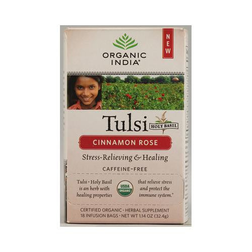 Organic India Tulsi Tea Cinnamon Rose - 18 Tea Bags - Case Of 6