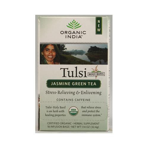 Organic India Tulsi Tea Jasmine Green - 18 Tea Bags - Case Of 6