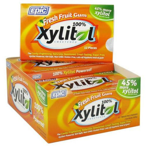 Epic Dental Gum - Xylitol - Fresh Fruit - 12 Count - 1 Case