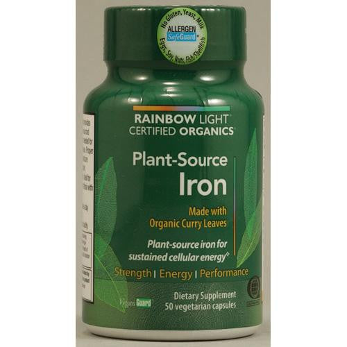 Rainbow Light Iron - Plant Sourced - Certified Organics - 50 Veg Capsules