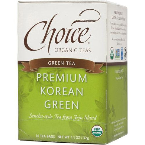 Choice Organic Teas Premium Korean Green Tea - Case Of 6 - 16 Bags