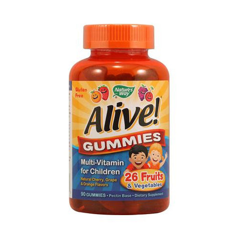 Nature's Way Alive Gummies Multi-vitamin For Children Natural Cherry, Grape And Orange - 90 Gummies