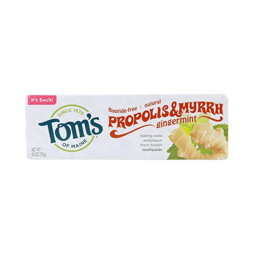 Tom's Of Maine Natural Fluoride-free Baking Soda Toothpaste With Propolis And Myrrh Gingermint - 4 Oz - Case Of 6