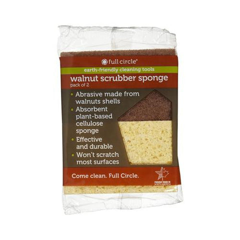 Full Circle Home Sponge Walnut Scrubber - Case Of 6 - 2 Pack