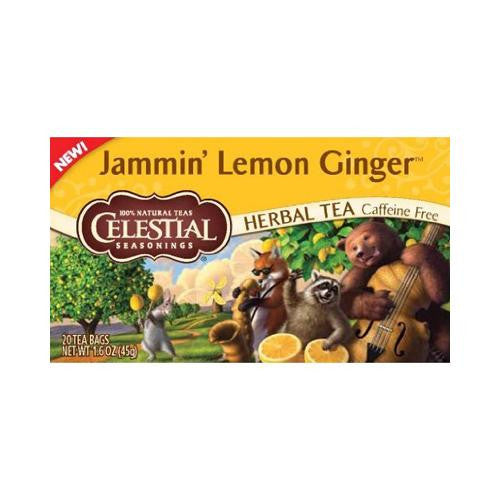 Celestial Seasonings Herbal Tea - Jammin' Lemon Ginger - Caffeine Free - Case Of 6 - 20 Bags