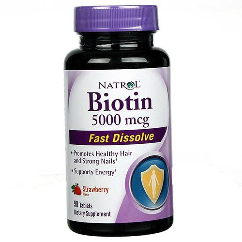 Natrol Biotin - Fast Dissolve - Strawberry - 5000 Mcg - 90 Tablets