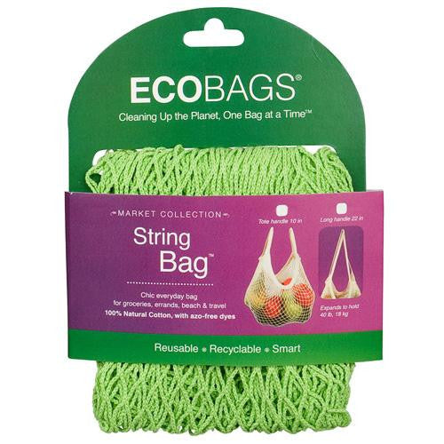 Ecobags Market Collection String Bags Long Handle - Lime - 10 Bags