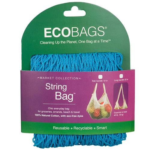 Ecobags Market Collection String Bags Long Handle - Caribbean Blue - 1 Bag