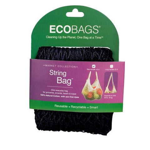 Ecobags Market Collection String Bags Long Handle - Black - 10 Bags