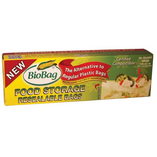 Biobag Resealable Food Storage Bags - Case Of 12 - 20 Count