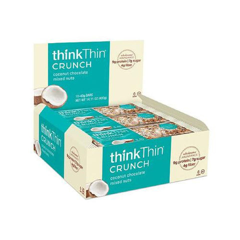 Think Products Thinkthin Crunch Bar - Crunch Coconut Chocolate Mixed Nuts - 1.41 Oz - Case Of 10