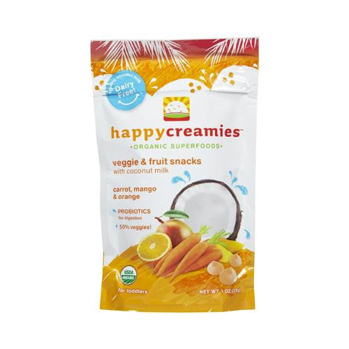 Happy Creamies Organic Snacks - Carrot Mango Orange - Case Of 8 - 1 Oz