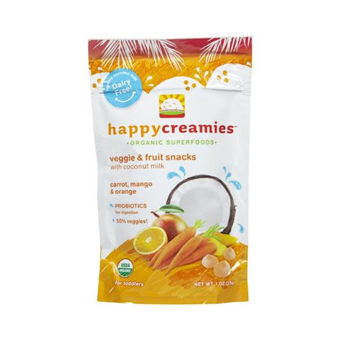 Happy Creamies Organic Snacks - Carrot Mango Orange - Case Of 8 - 1 Oz