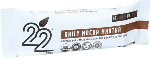 22 Days Nutrition Organic Protein Bar - Daily Mocha Mantra - Case Of 12 - 1.7 Oz Bars