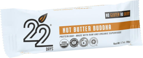 22 Days Nutrition Organic Protein Bar - Nut Butter Buddha - Case Of 12 - 1.7 Oz Bars