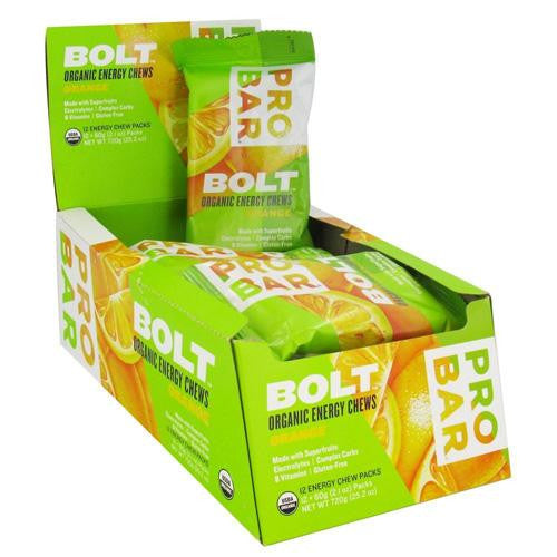 Probar Bolt Energy Chews - Organic Orange - 2.1 Oz - Case Of 12