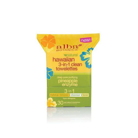 Alba Botanica 3 In 1 Hawaiian Towelettes - Case Of 8 - 10 Count