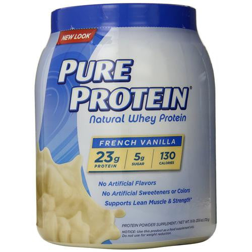 Pure Protein Whey Protein - 100 Percent Natural - French Vanilla - 1.6 Lb