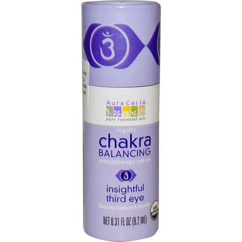 Aura Cacia Organic Chakra Balancing Aromatherapy Roll-on - Insightful Third Eye - .31 Oz