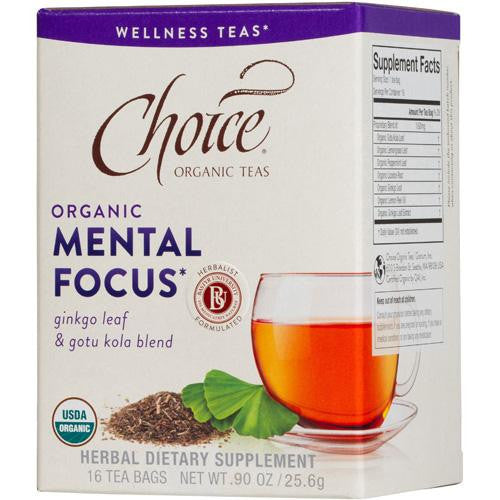 Choice Organic Teas - Organic Mental Focus Tea - 16 Bags - Case Of 6