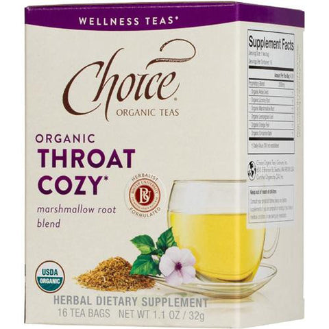 Choice Organic Teas - Organic Throat Cozy Tea - 16 Bags - Case Of 6