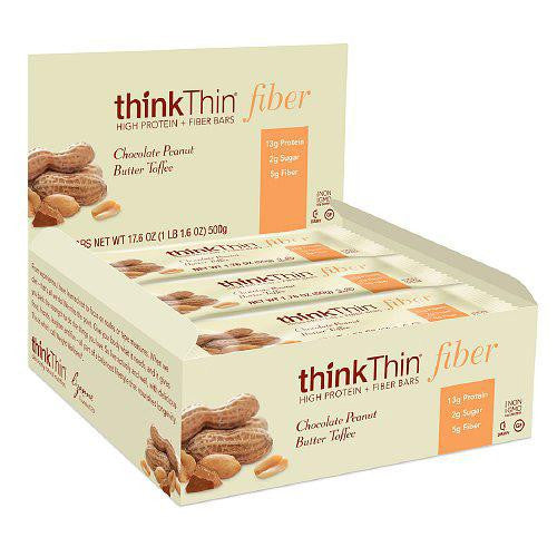 Think Products Bars - Thinkthin Chocolate Peanut Butter Toffee Protein Plus Fiber - 1.76 Oz - Case Of 10